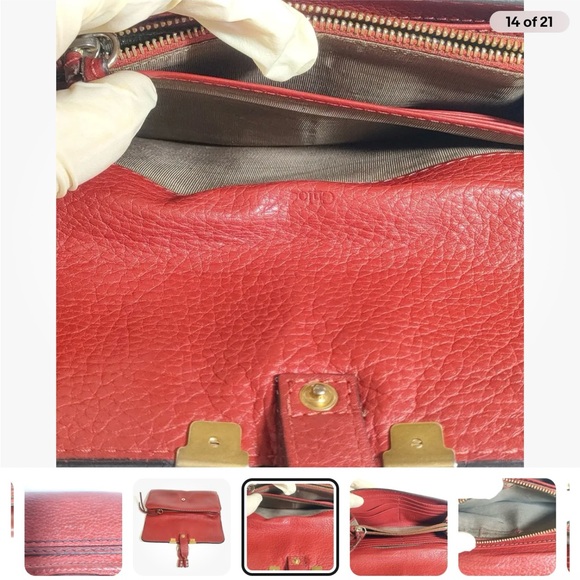 AUTHENTIC CHLOE Marcie Flap Leather Continental Wallet in Poppy(Rare Color) - Picture 8 of 9